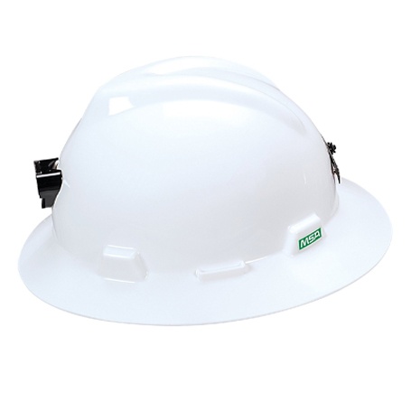MSA V-Gard Full Brim Hard Hats White Staz On Personal Protective